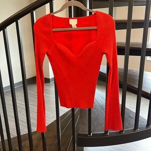 H&M RIB-KNIT LONG SLEEVE TOP | SZ M